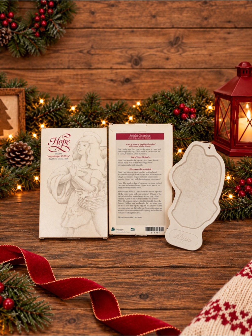 1994 Longaberger “Hope” Angel Cookie Chocolate Mold with Original Box and Ribbon
